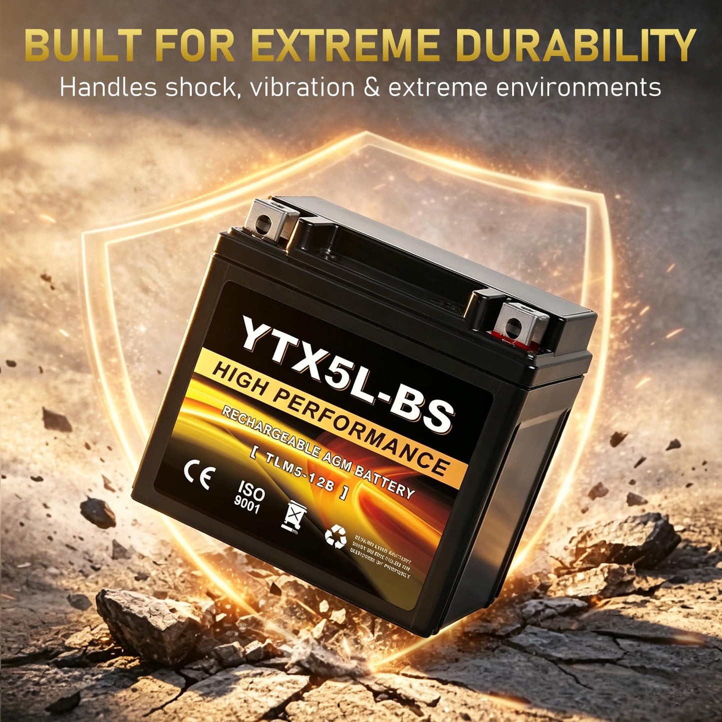 YTX14AH-BS 12V 12Ah Motorcycle Battery, 220CCA Rechargeable Maintenance Free Sealed AGM Battery, Powersport Replacement for ATV, UTV, Scooter