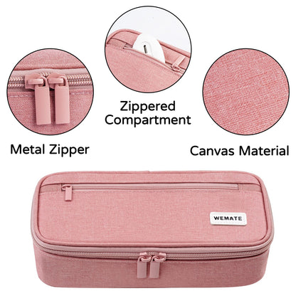WEMATE Pencil Case, Large Storage Organizer, Makeup Bag, Teacher Must - have, Big Pencil Pouch, Marker Case for College