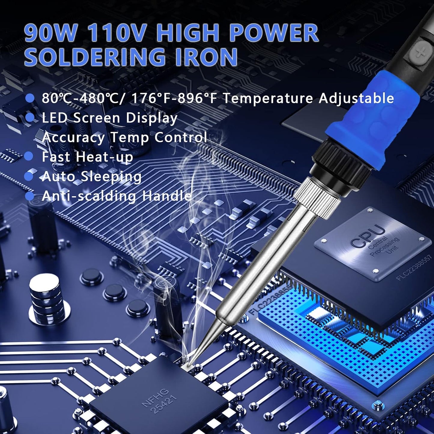 Soldering Iron, 60W 110V Adjustable Temperature Soldering Iron Pen, Portable Welding Tool, Fast Heating, for Electronic Repair, Jewelry, DIY