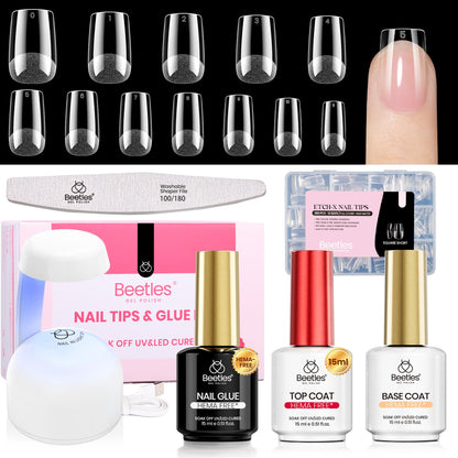 Beetles Soft Gel Nail Tips Short Almond 288pcs in 12 Sizes Etch-X