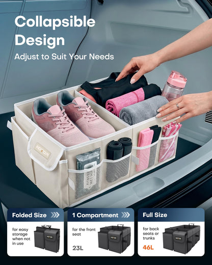 HOTOR Trunk Organizer - Foldable Car Organizer for SUVs & Sedans Storage