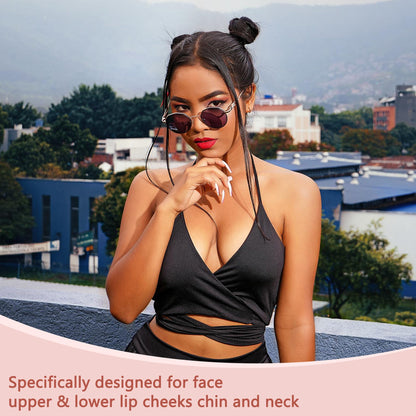 Facial Hair Remover for Women - as Seen on TV Painless Face Shaver - Electric Hair Removal Device for Face Lips Peach Fuzz with Light (White)