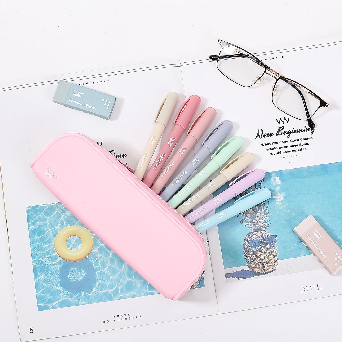 Mr. Pen- Silicone Pencil Case, Aesthetic Pencil Bag for Women, Makeup Pouch