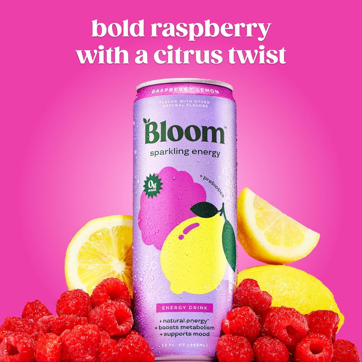Bloom Nutrition Zero Sugar Energy Drink, Apple Crisp, 12oz 12pk