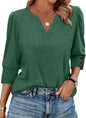 WIHOLL 3/4 Length Sleeve Womens Tops with Button Cuffs Dressy Casual V Neck Summer Outfits Early Fall Fashion Spring Clothes