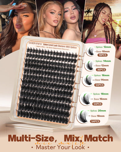 Goddvenus Pre-made Spikes Lash Clusters Wispy Manga Eyelash Clusters