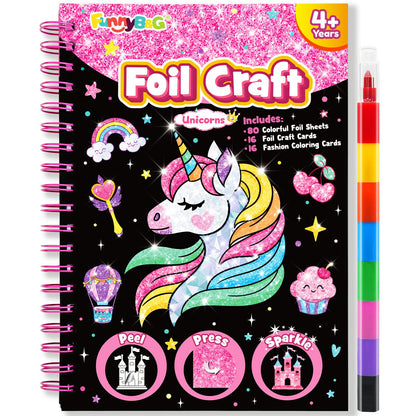 FUNNYB&G Foil Art Craft Kit for Kids, Sparkly Birthday Gift Toy for Boys