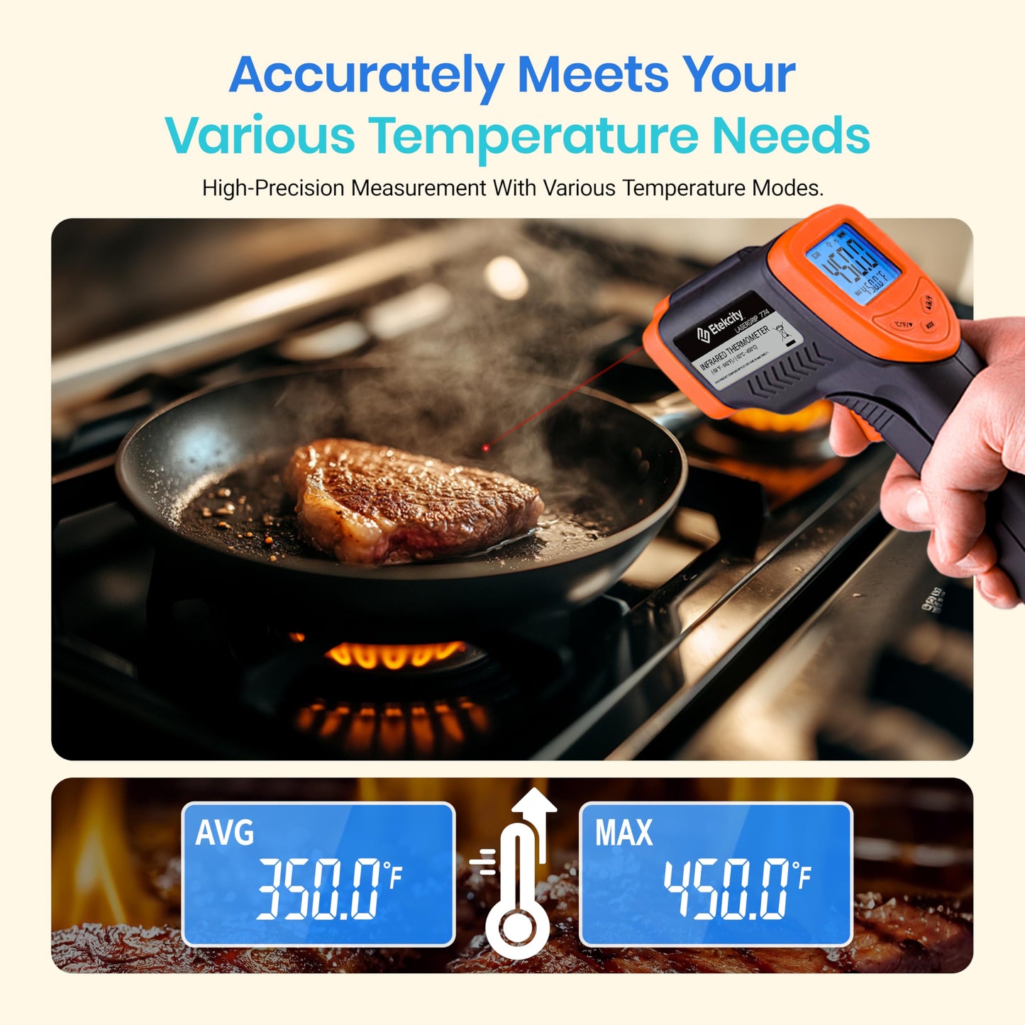 Etekcity Infrared Thermometer Laser Temperature Gun 774