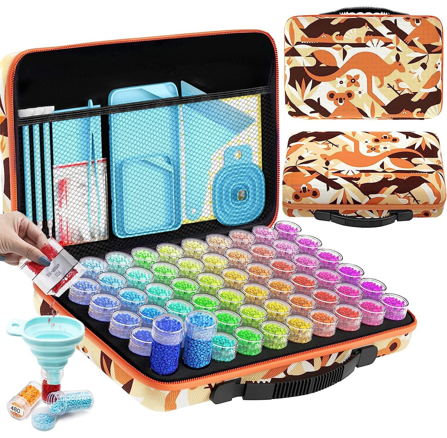 ARTDOT 60 Slots Storage Container for Diamond Art Kits for Adults, Portable Bead Storage Boxes for Diamond Painting Accessories and Tools