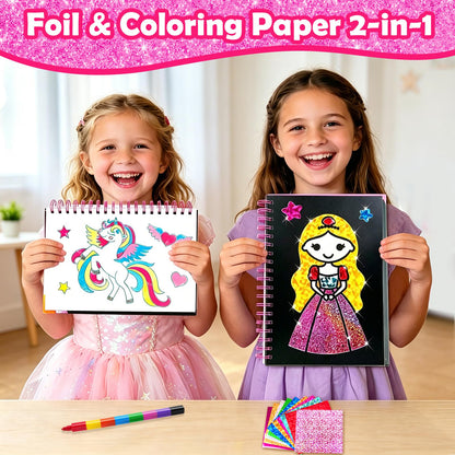 FUNNYB&G Foil Art Craft Kit for Kids, Sparkly Birthday Gift Toy for Boys