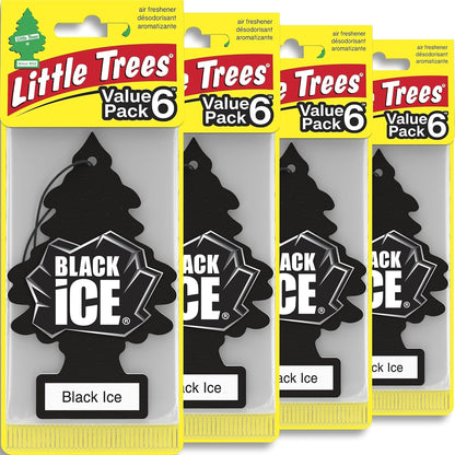 LITTLE TREES Car Air Freshener | Hanging Tree Provides Long Lasting Scent for Auto and Home | Black Ice, 24 Air Fresheners