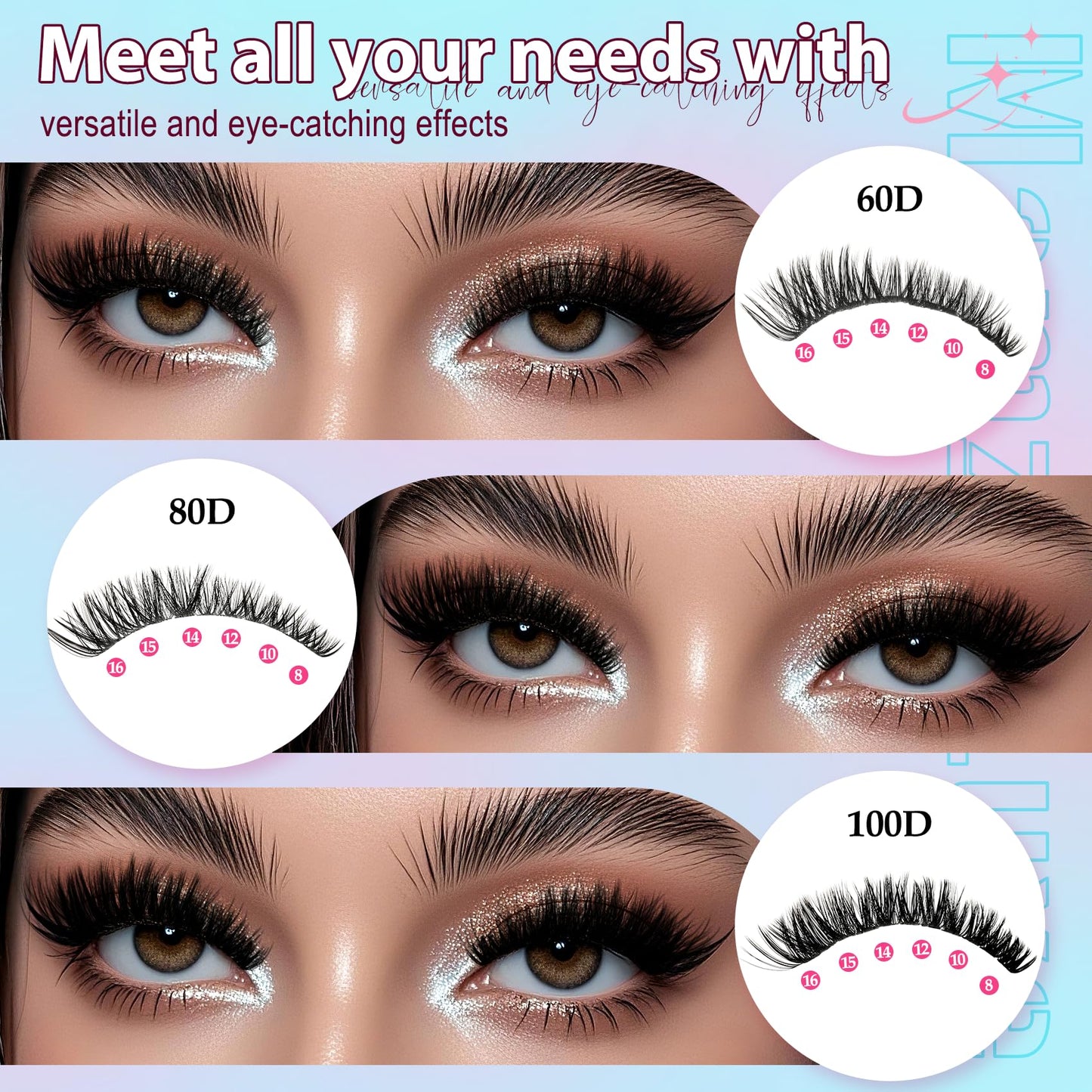 Lash Clusters Wispy 100D Eyelash Clusters 10-18mm Fluff Cluster Eyelash Extensions D Curl No Plastic Feel Individual Lashes Extension 204 Pcs Versatile False Eyelashes Clusters
