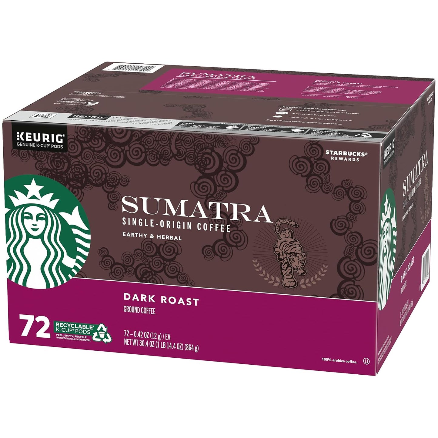 Starbucks K-Cup Coffee Pods, Dark Roast Hot or Iced Coffee, French Roast, 96 Keurig Pods