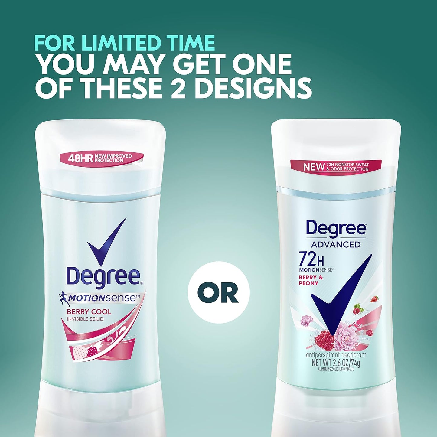 Degree Antiperspirant Deodorant Sexy Intrigue 72-Hour Sweat & Odor Protection Antiperspirant Deodorant For Women with Body Heat Activated Technology 2.6 oz (Pack of 2)