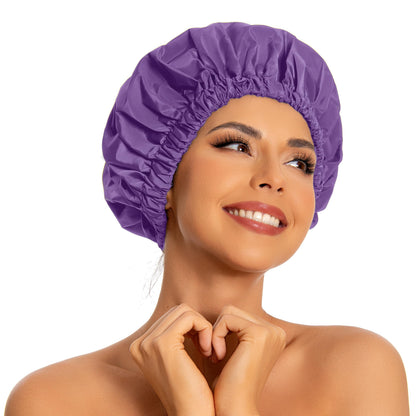 Edoneery Shower Caps for Women Reusable Waterproof, Shower Hair Cap