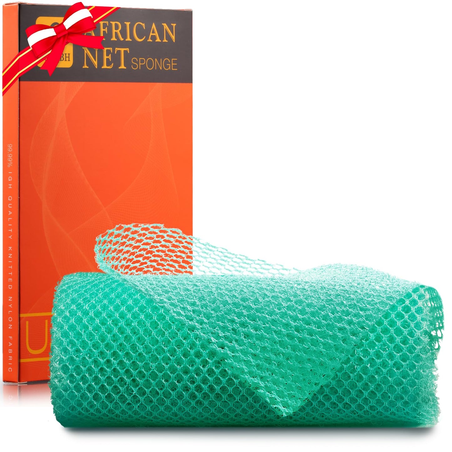 UJFQBH African Net Sponge Authenti, Exfoliating Body Scrubber for Back and Hard to Reach Areas, Gentle Daily Exfoliation for Deep Cleansing, Quick Drying Shower Essential, Aqua Grey 3 Pack