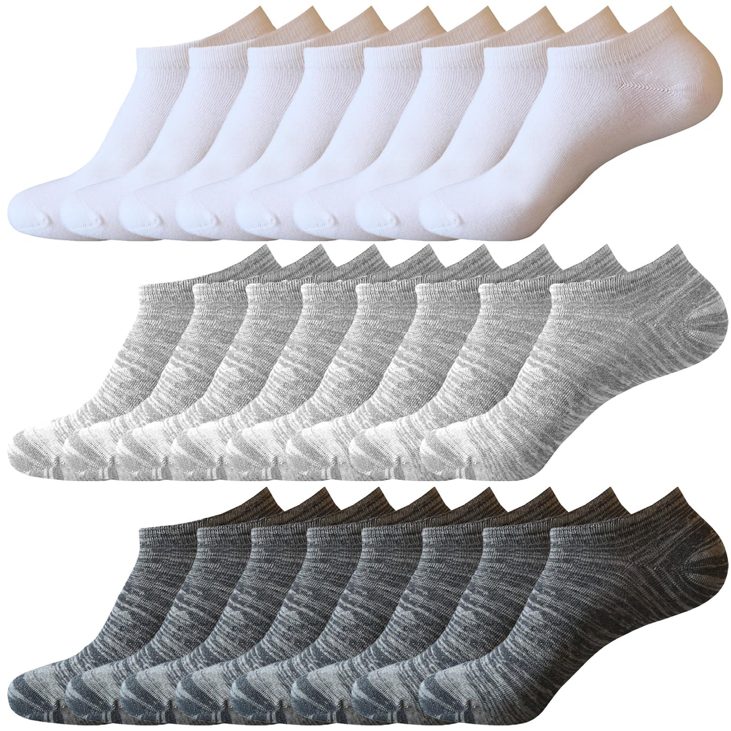 12-30 Pairs Low Cut Ankle Socks for Women No Show Casual Breathable Athletic Socks Bulk for Sport