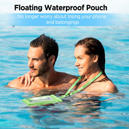 CACOE Floatable Waterproof Phone Pouch 2 Pack Up to 7.0",White+Blue