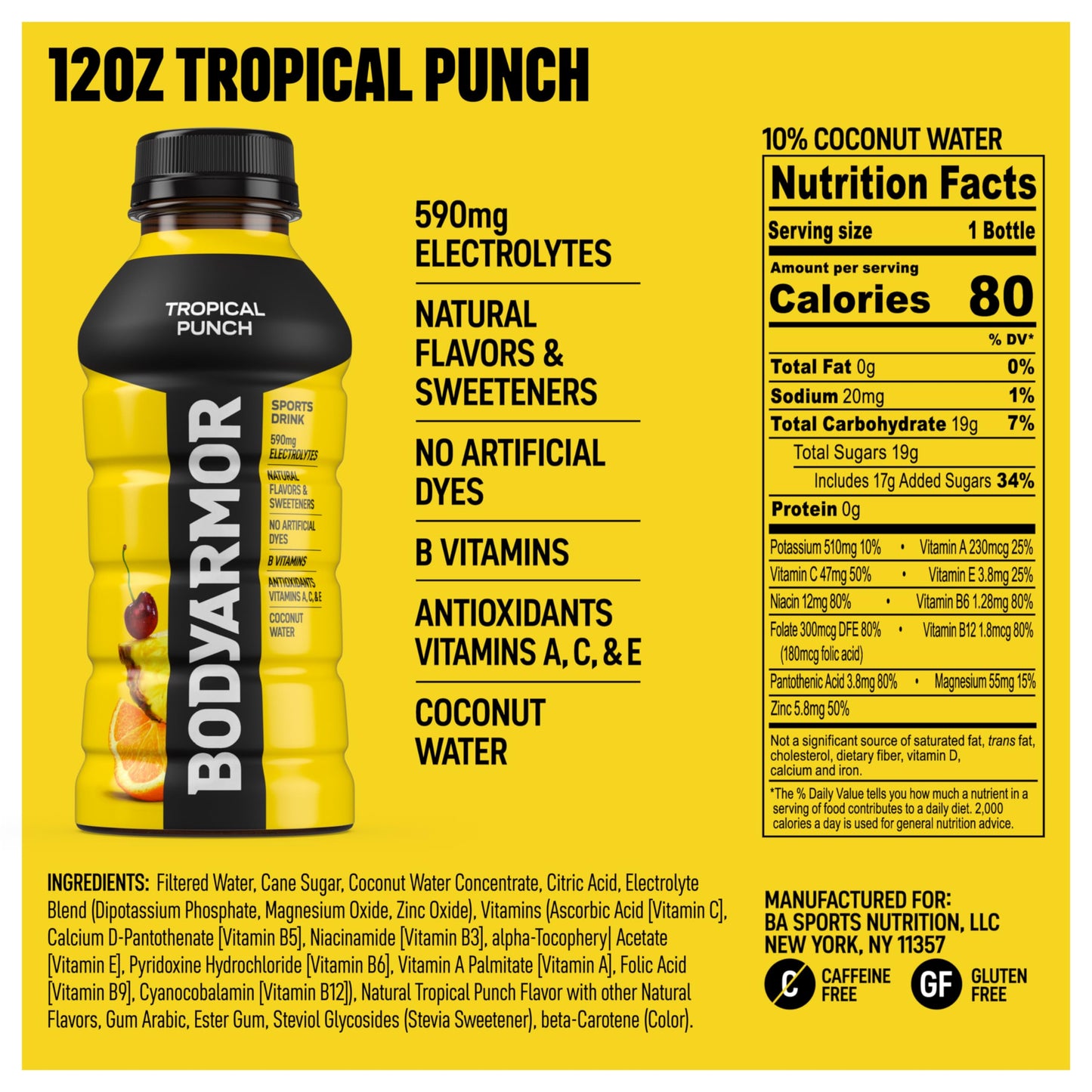BODYARMOR Sports Drink, Strawberry Banana, Electrolyte Drink Hydration, 12 Fl Oz Bottles (8 Pack), Flavored Coconut Water with B Vitamins & Antioxidants