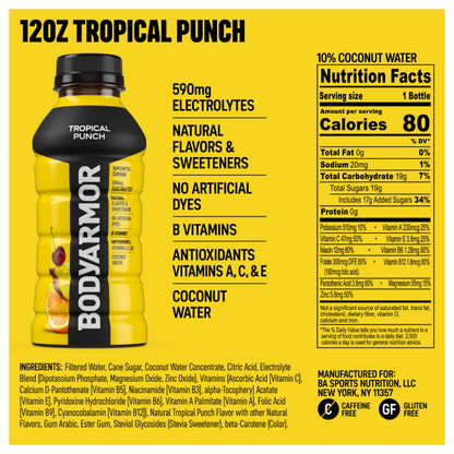 BODYARMOR Sports Drink, Strawberry Banana, Electrolyte Drink Hydration, 12 Fl Oz Bottles (8 Pack), Flavored Coconut Water with B Vitamins & Antioxidants