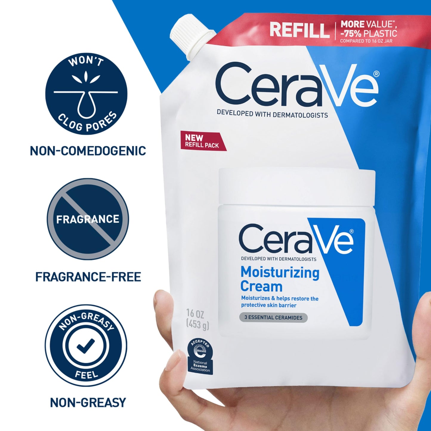 CeraVe Moisturizing Cream, Face & Body Moisturizer for Dry Skin, 19oz