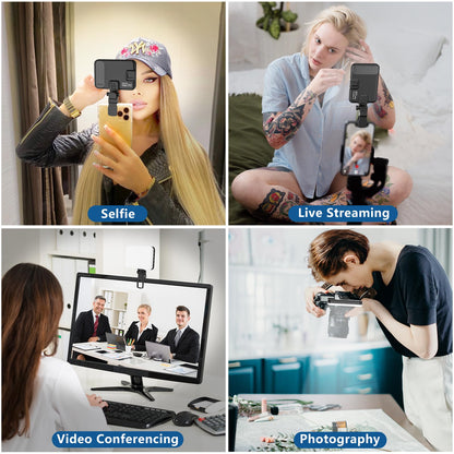 ALTSON 60 LED Portable Selfie Light Video Conference Lighting with Clip & Camera Tripod Adapter Rechargeable 2200mAh CRI 97+, 9 Light Modes for Phone iPhone Webcam Laptop Photo Makeup