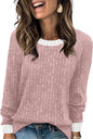 WIHOLL Long Sleeve Shirts for Women Lightweight Sweaters Fall Outfits 2026 Color Block Winter Clothing Dressy Casual Soft