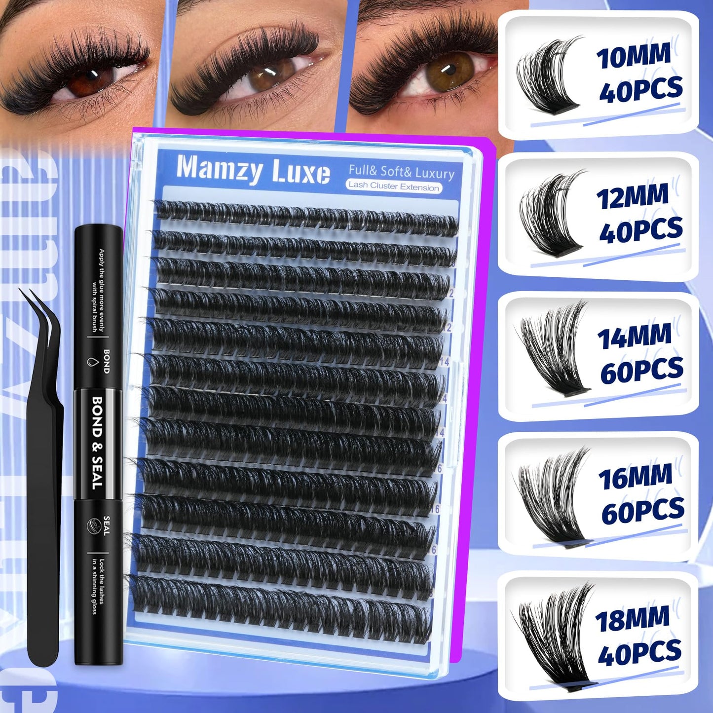 Lash Clusters Wispy 100D Eyelash Clusters 10-18mm Fluff Cluster Eyelash Extensions D Curl No Plastic Feel Individual Lashes Extension 204 Pcs Versatile False Eyelashes Clusters