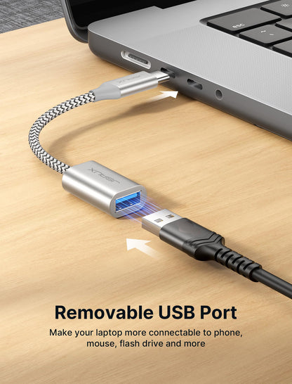 JSAUX USB C to USB 3.0 Adapter [2 Pack], USB C Male to USB Female OTG Cable Adapter Compatible with MacBook Pro/Air, iPhone 17 Pro Max/iPhone Air/16e/16/15 Series, Samsung Galaxy S25/S24/S23-Black