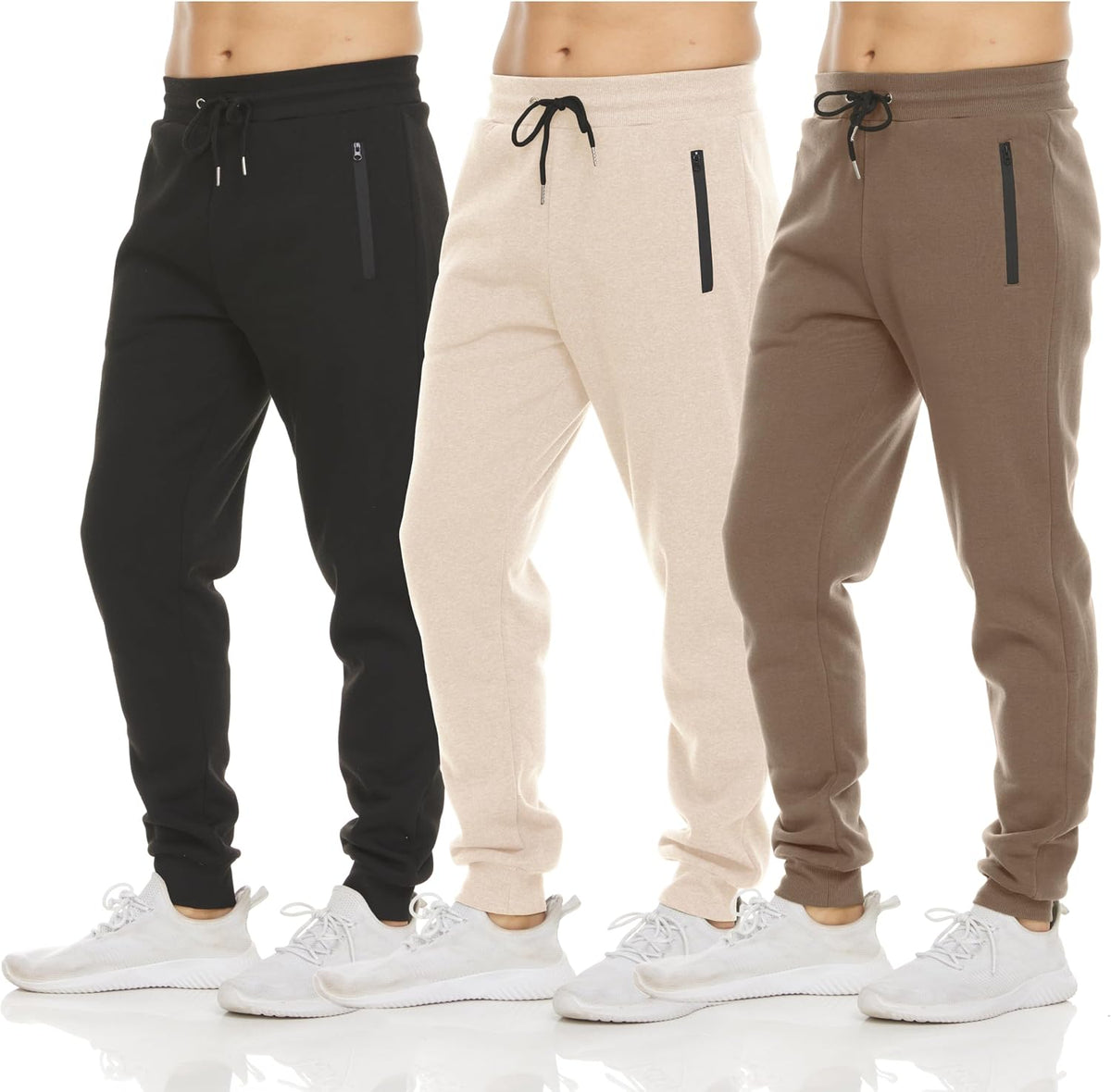 PURE CHAMP Sweatpants for Men 3 Pack Fleece Athletic Workout Joggers Mens Sweatpants with Zipper Pockets Size S-3XL