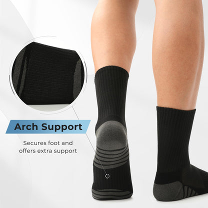 BAMBOO COOL Men's Crew Socks Athletic Cushioned Moisture Wicking 6 Pairs
