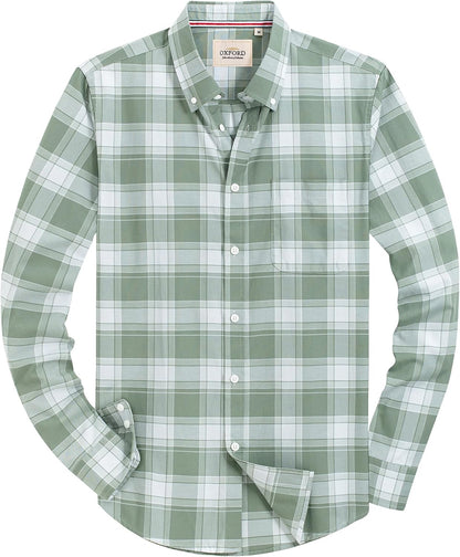 Alimens & Gentle Mens Solid Oxford Shirt Long Sleeve Dress Shirt Work Casual Button Down Shirts with Pocket