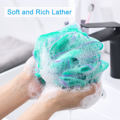 AmazerBath Loofah Sponge 75g/Piece, Loofah for Men Body Scrubber - Bath Sponge Loofa Set of 4 Black (Large)
