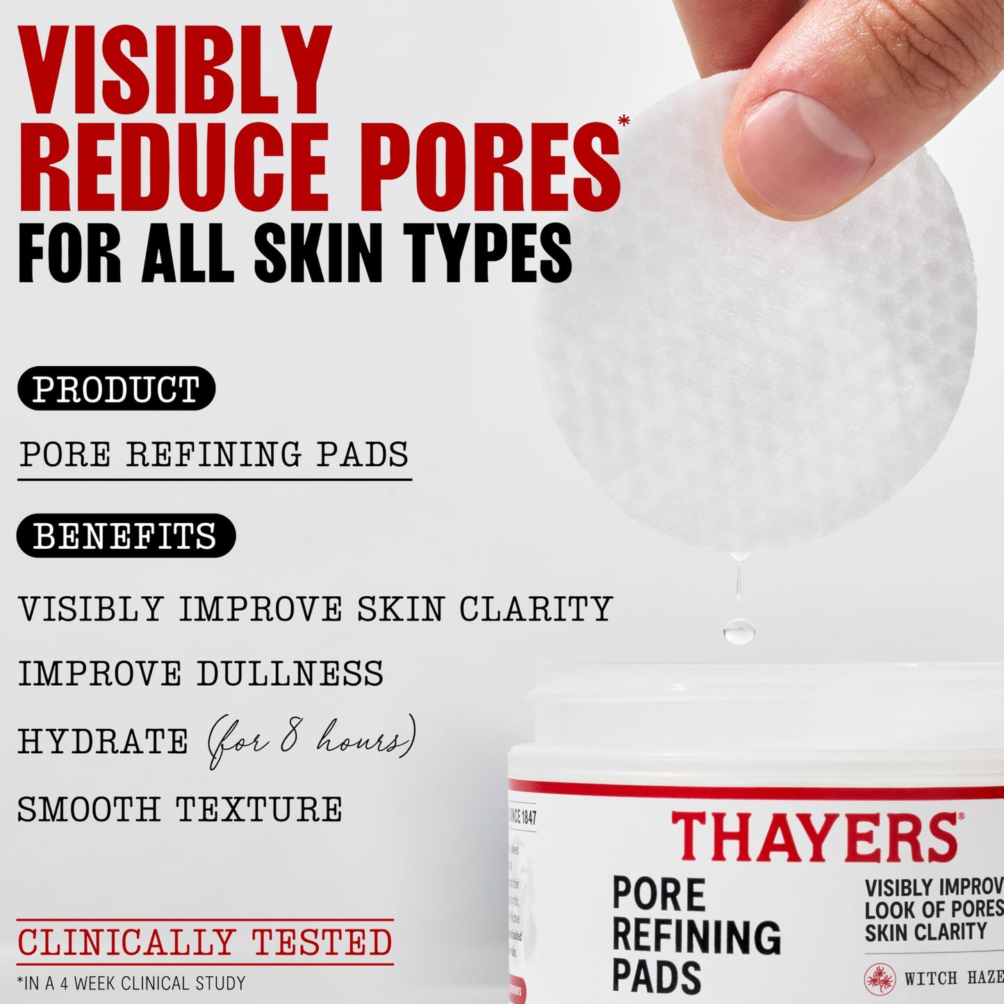 Thayers Blemish Clearing Acne Pads, Salicylic Acid Acne Treatment for Face, Pore Reducing, Exfoliating, and Soothing Skincare, Witch Hazel Toner Pads, 60 Ct