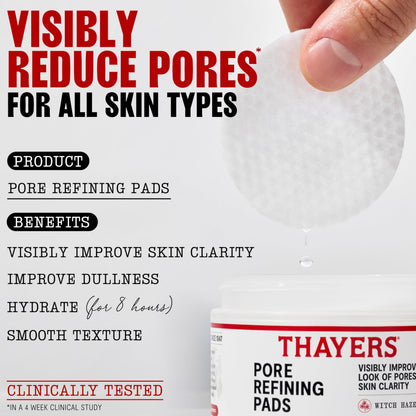 Thayers Blemish Clearing Acne Pads, Salicylic Acid Acne Treatment for Face, Pore Reducing, Exfoliating, and Soothing Skincare, Witch Hazel Toner Pads, 60 Ct
