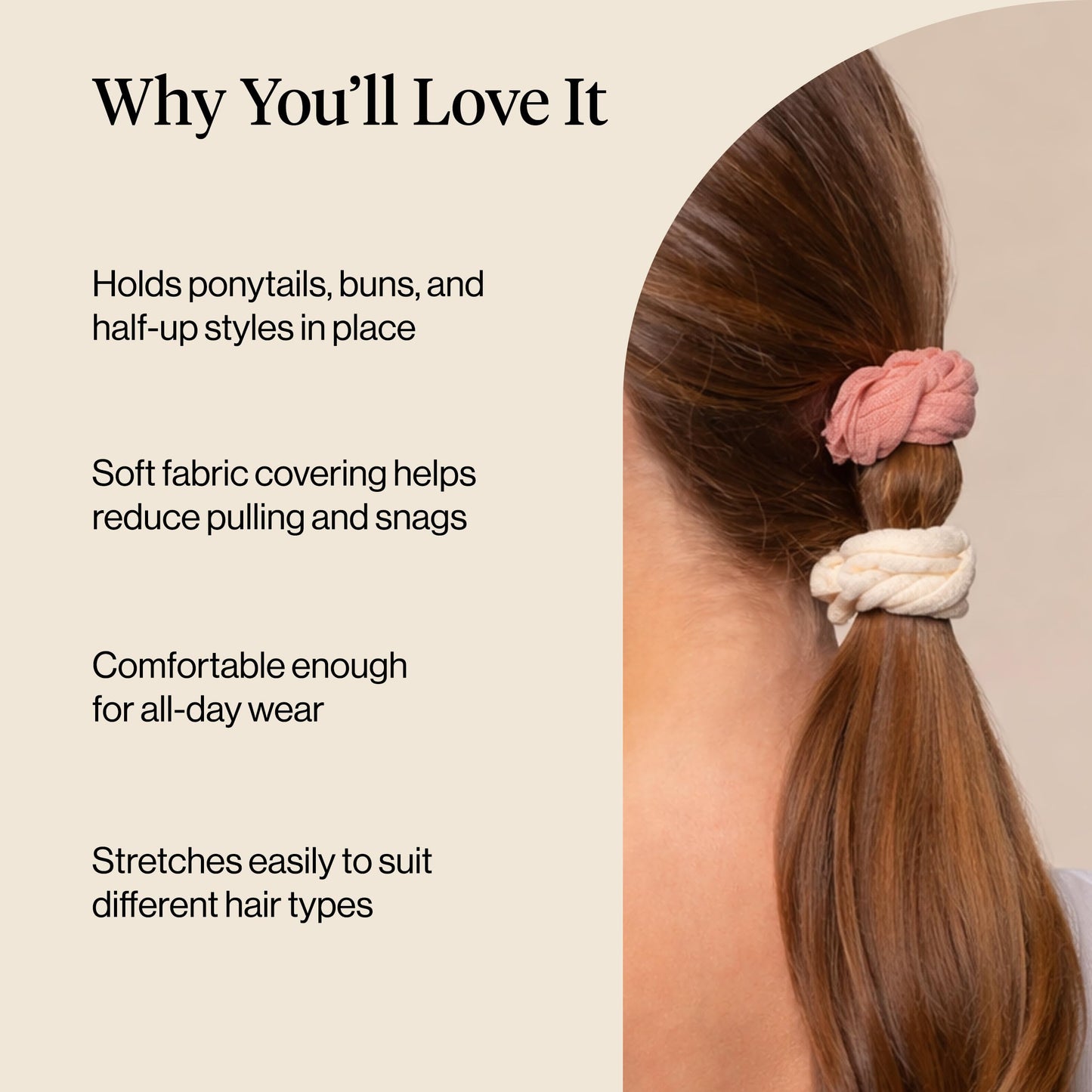 Kitsch Elastic Hair Ties No Damage | Stretchable Hair Bands - Neutral 12pcs