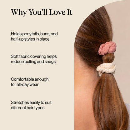 Kitsch Elastic Hair Ties No Damage | Stretchable Hair Bands - Neutral 12pcs