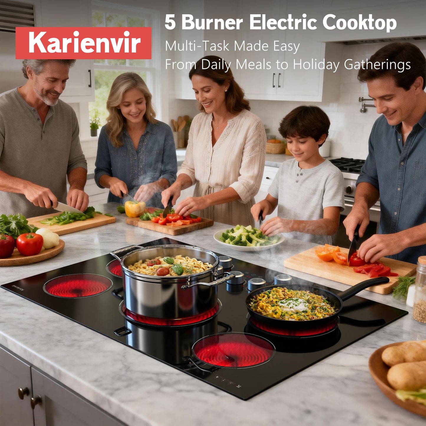 2 Burner Electric Cooktop 110V, 2000W, 24" Countertop & Built-in