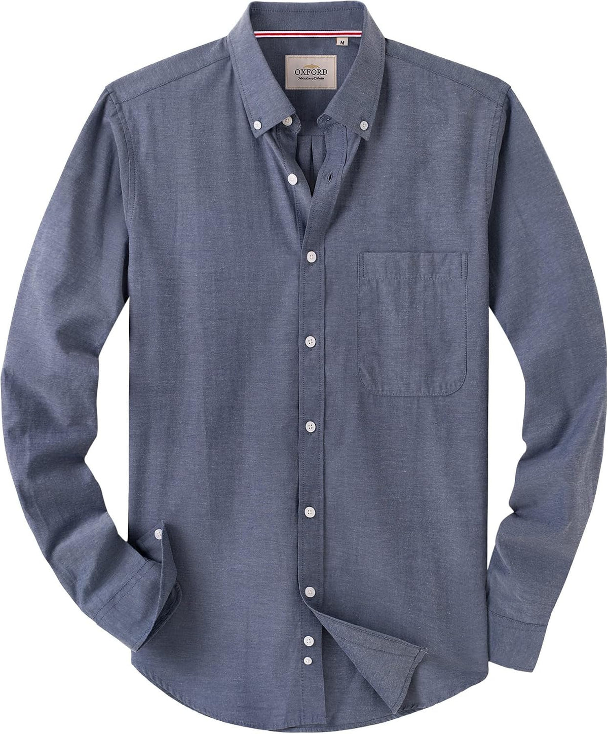 Alimens & Gentle Mens Solid Oxford Shirt Long Sleeve Dress Shirt Work Casual Button Down Shirts with Pocket