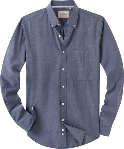 Alimens & Gentle Mens Solid Oxford Shirt Long Sleeve Dress Shirt Work Casual Button Down Shirts with Pocket