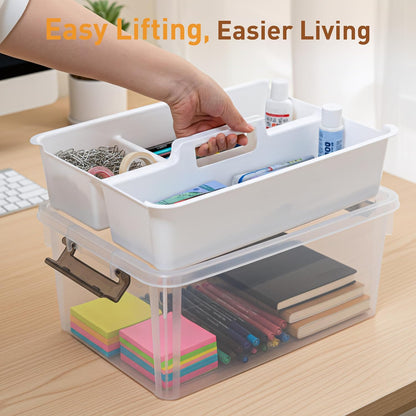 Citylife 6Qt 4Packs Clear Craft Organizers and Storage BOX, Sensory Bins