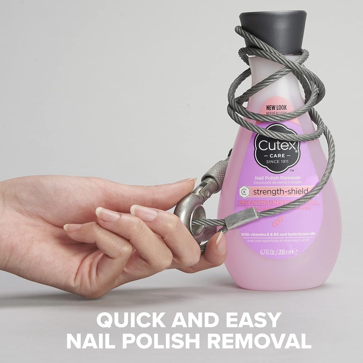 Cutex Nail Polish Remover, Strength Shield, Leaves Nails Looking Healthy, Contains Vitamins E, B5 & Hydrolyzed Silk, 6.76 Fl Oz