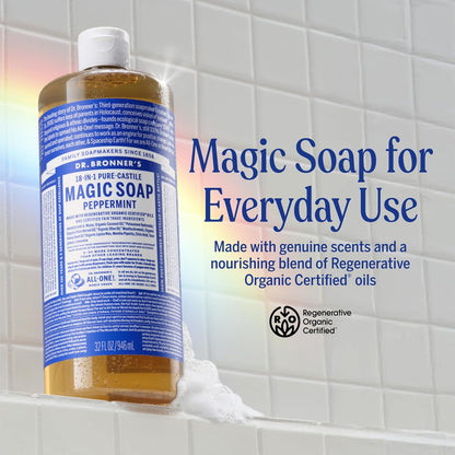 Dr. Bronner's Peppermint Pure-Castile Liquid Soap, Hand Soap, 32 oz