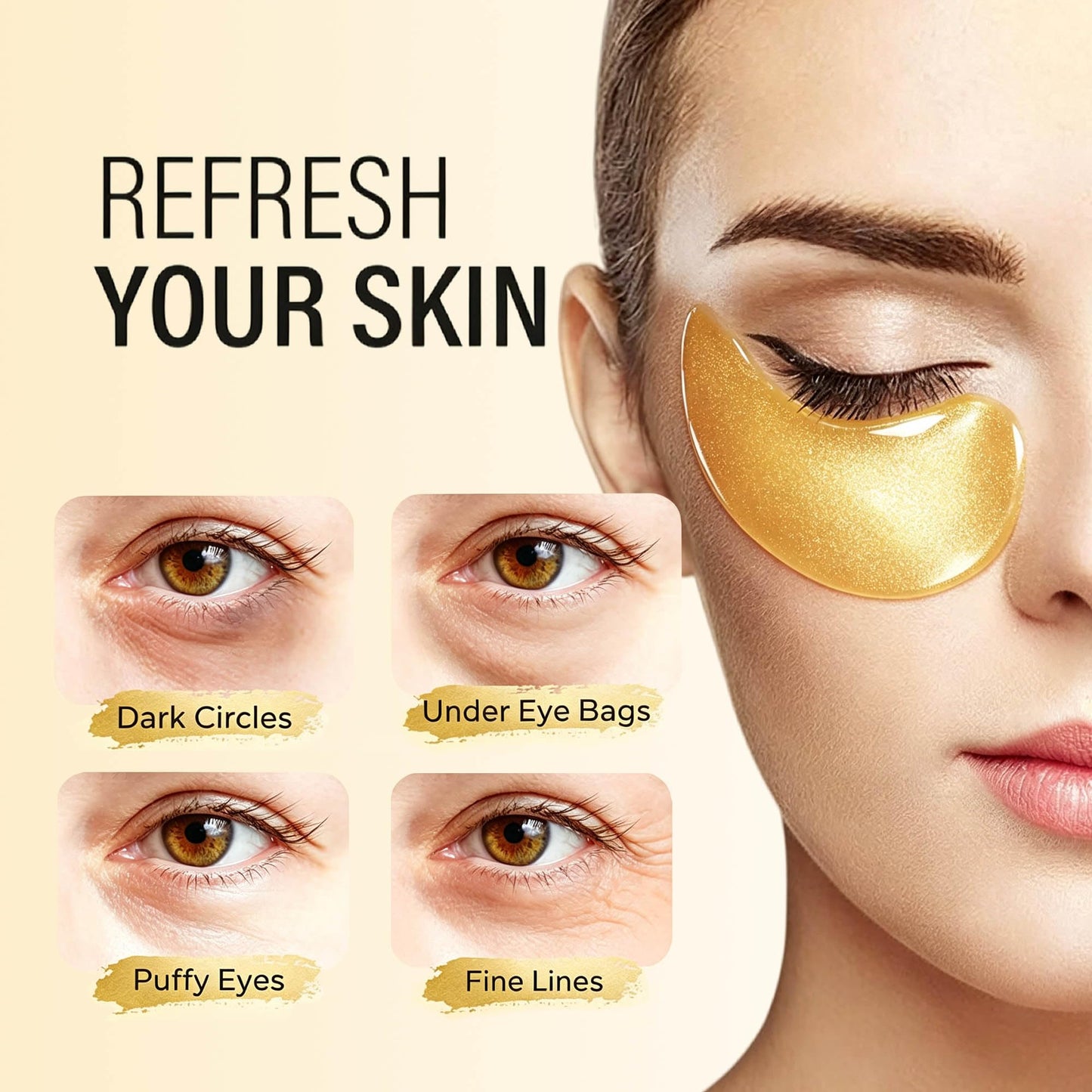 Maskiss 24k Gold Under Eye Patches (50 Pairs), eye mask, Collagen Skin Care Products, Eye Patches for Puffy Eyes, eye masks for dark circles and puffiness