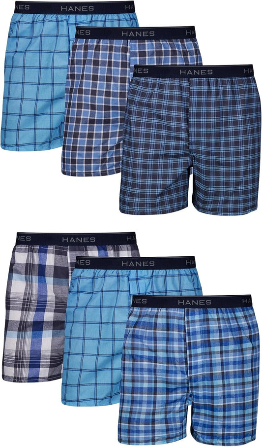 Hanes Men's Underwear Boxers Pack, Cool & Breathable Cotton Underwear, Moisture-Wicking Boxers for Men