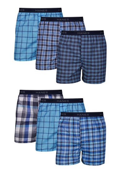 Hanes Men's Underwear Boxers Pack, Cool & Breathable Cotton Underwear, Moisture-Wicking Boxers for Men