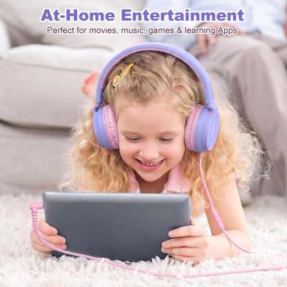 AILIHEN I35 Kids Headphones for School with Mic, 93dB Safe Volume, Orange