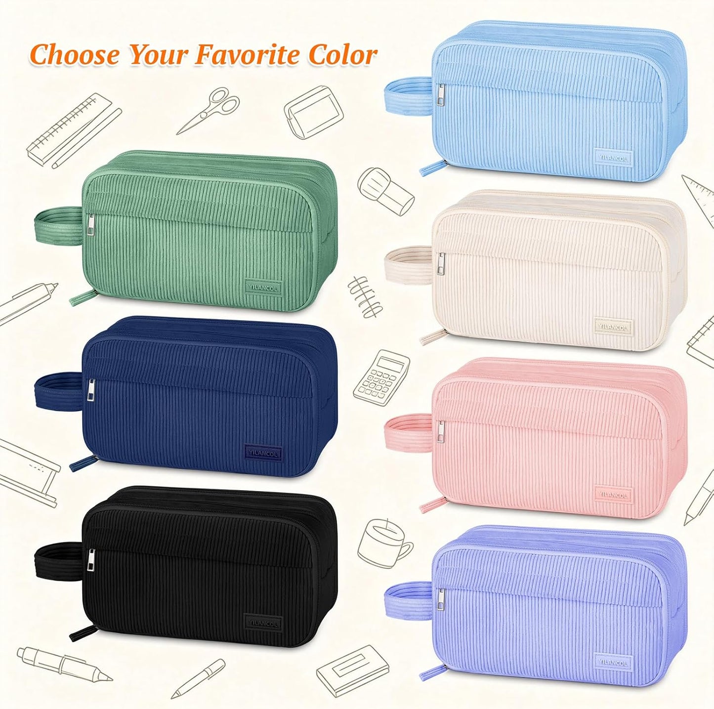 Cute Big Pencil Case Pouch Bag with Handle for Teen Girls Boy Gift
