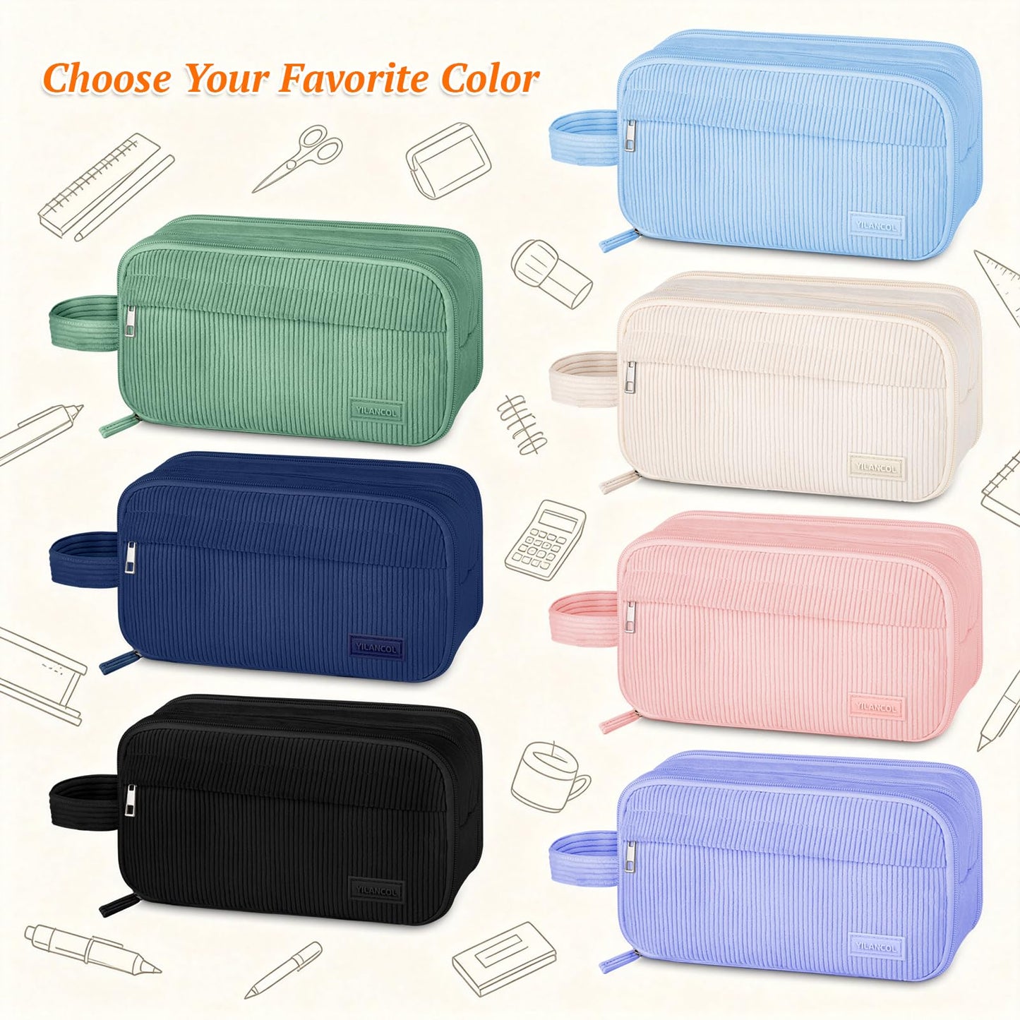 Cute Big Pencil Case Pouch Bag with Handle for Teen Girls Boy Gift