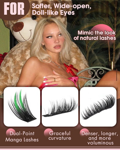 Goddvenus Brown Wispy Eye Lash Clusters Kit Natural Cluster Eyelash Extensions Kit False Eyelash Clusters Fluffy DIY Individual Lash Extensions Kit C Curl